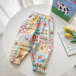 Hose 2022 Sommerkinderhosen entzückende Bären/Katze/Blumen Kleinkind Baby Jungen Mädchen lässige Hosen weich atmungsbezüglich Baby -Baumwollhosen