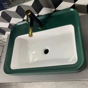 Simple Countertop Basin Bathroom Sinks Square Ceramic Bathroom Washbasin Hotel Art Basin Home Balcony Washboard Bathroom Fixture