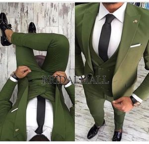 2019 Najnowsze projekty płaszcza Pant Green Mens Suits Slim Fit 3 sztuki Tuxedo Groom Stuts Dinner Business Kostiumy Prom Party Blaz5418224