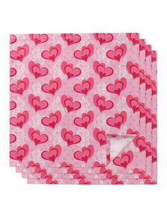 Alla hjärtans dag älskar rosa dot bord servetten set bröllop bankett bord trasa mjuka te handdukar middag bordsduk