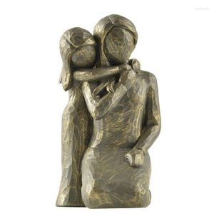Dekoracyjne figurki żywica Brąz Brąz 13 cm Vintage Córka Hug Mom Statues and Girl Rzeźba Dekorca Domu Prezent dla matki
