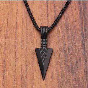 Pendant Necklaces Matte Black Long Necklace with Arrow Pendant Jewelry Chain Crystal from Hip Hop Punk Rock Christmas Gift For Men 240410