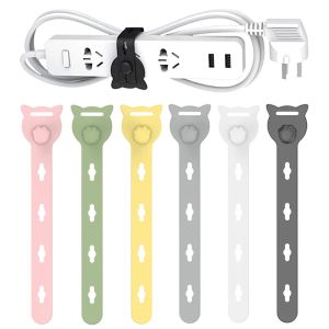 Silikonkabelorganisator Rem Återanvändbar telefon Data Cord Cable Worder Earphone Tire Storage Cable Tie Mouse Laddningslinje Klipp