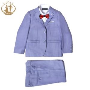 Byxor 2021 New Kids Wedding Blazer Baby Boys Suit Jackor Formell kappa+ byxor+ Väst 3 -delvis pojke passar formellt för bröllopsfest pojke