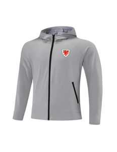 ウェールズナショナルフットボールチームメン039Sジャケットジュニアジャージーフルジッパーフード付きジャケットウィンドブレイカー薄くてSOCC3842862の通気性