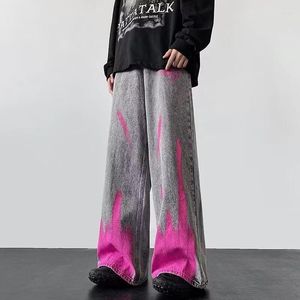 メンズジーンズピンクデニムマンマンマンマンマンパンツ用ビンテージ服の男性服を着るヒップホップストリートウェアバギー韓国レビュー