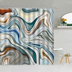 Duschgardiner 3D geometrisk gardin kreativ färg rand linjer polyester tyg badrum levererar heminredning med krokar duk