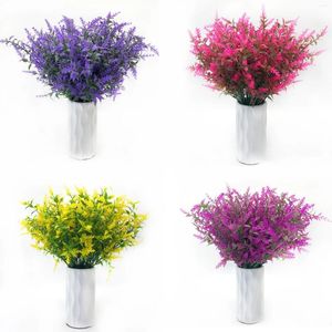 Dekorative Blumen 1 Bündel künstlicher Kunststoff gefälschter Pflanze Lavendel Bouquet Tisch Deation für Hochzeit im Freien Hausgartendekoration