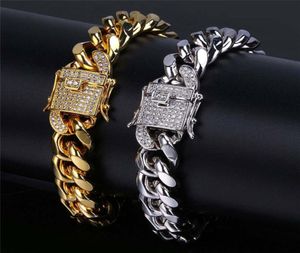 classic gold bracelet designer cuban link chain mens bracelet Silver Bracelets Jewelry 12mm Copper White AAA Cubic Zirconia Charm 7030361