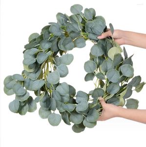 Decorative Flowers Artificial Eucalyptus Willow Rattan Wedding Wall Hanging Decoration Green Plants Leaves Simulate Vine