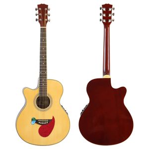 Cables Left Hand 40 Inch Cutaway Design Acoustic Guitar High Gloss Finish Spruce Wood Folk Guitar with Pick Up