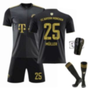 Soccer Jerseys 21-22 Bayern Away Black Gold, Number 25 Muller Jersey, 9 Lewandowski Football Jersey Set, 10 Sane