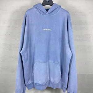 Tröjor huvtröja klassisk lös designer hoodie balencigs mode hoodies mens hög kvalitet klassisk bokstav broderi front spray salt tvätt vatten gör gammalt slitna c0r6