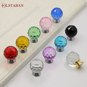 Lstaban American Glass Ball Drawer Cabinet Door Round Handtag Skåp Transparent färghandtag Bokhylla Kristallhandtag