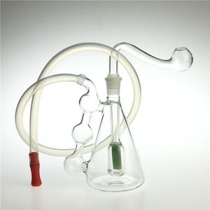 3.7 Inch Triangle Glass Oil Burner Bong with Colorful Filter with 2 Pcs Oil Burner Pipe One Silicome Straw Tube Mouth