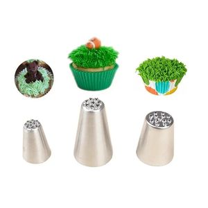 1/3pcs Kek çim krema dekorasyon ipuçları set set cupcake kafa kek dekorasyon aletleri pasta saman paslanmaz çelik boru buzlanma