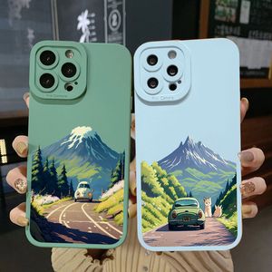 Telefonfodral för iPhone 11 12 13 14 Pro Max 7 8 Plus SE 2020 X XR XS Cover Travel Mountain Scarery Soft Silicone Back Shell Fundas