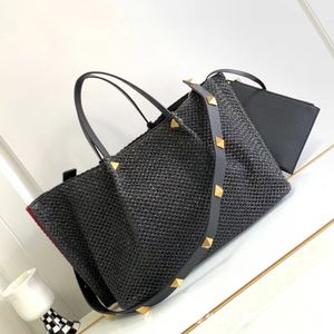 Valentinels Designer Übergroße Einkaufstasche Europa und die US-amerikanischen hochwertigen Stil Vintage handgewebte T-Bag-Leder-Umhängetasche High-End-Atmosphäre Tasche