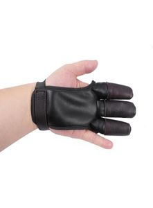 Archery Finger Guard Hand Protector Gloves Tab Safety PU Cow Leather Right Hand Hunting Black Shooting Outdoor6831876