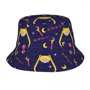Berretti primaverilo per picnic stella stella moon ragazza accessori anime cappello secchio cappello adolescente cartone animato cartone animato boonie pescano pescatore