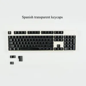 Acessórios 104 Principais teclados espanhóis Abs OEM perfil ISO/ANSI Transparente Adequado para teclado mecânico 61/87/104 Layouts