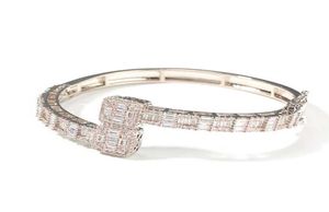 14k Gold plattiert Diamant Baguette Armbänder Öffnungsgröße Kubikzirkonia HipHop Schmuck für Männer Frauen Geschenke9684183