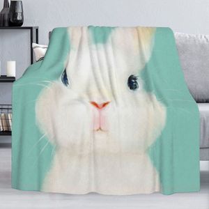 Cute Rabbit Fuzzy Flannel Throw Blanket, Super Soft Lightweight Blankets for Couch Chair Sofa, Cozy Bed Blanket for Girls Adults