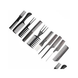 Hårborstar 10st Set Professional Brush Comb Salon Barber Antistatic Combs Hairbrush Hairdressing Care Styling Drop Delivery Product OT2Ro