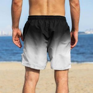 Herr shorts sommar män aktivkläder atletisk stilfull strand med lutningskontrast färg dragsko för avslappnad