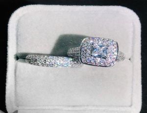 Eheringe Wunderschöner Ring -Set für Frauen, die zwei Töne schillernden Verlobungsmodie -Schmuck von Frauen veröffnet haben, ganz R7091376401