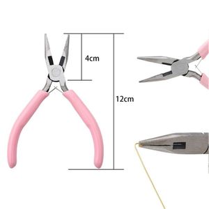 Pembe Metal Mini Takı Pense Kesici Zinciri Yuvarlak Bükülmüş Burun Boncuk Yapımı DIY Mücevher Aracı İçin Onarım Aracı Kiti