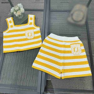 Classics baby tracksuits girls Knitted suit kids designer clothes Size 100-160 CM Summer striped design Suspended vest and shorts 24April