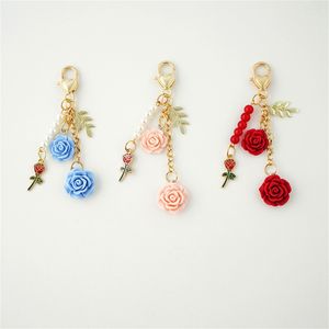 Винтажный камеллия роза Кэвчан изысканный золотой лист Love Keyring