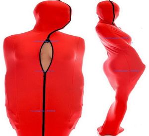 Seogci per nomi di nomi di una tappa di unisex Red Lycra Spandex Mummy Bastello a pelo con maniche a braccio interno da donna sexy uomini borse per il corpo costume2026391