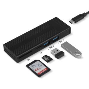 Enclosure M.2 NVME SSD Adattatore di contatto Strumentofree, USB 3.1 Gen 2 10 Gbps Reader SSD con Hub TypeA USB a 2 porta, lettore di schede TF SD NVME Caso