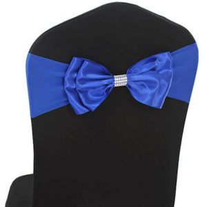 10pcs/50pcs Ready Made Wedding Satin Chair Sash Spandex Stretch Chair Bow Tie Band For Banquet Hotel Birthday Party Decoration