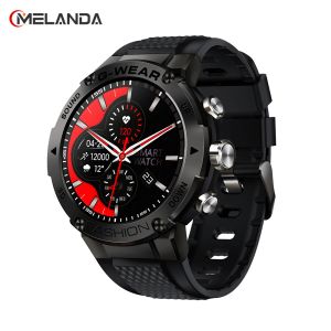 時計Melanda 2023 Luxury Smart Watch Men Bluetooth Call Multisports Fitness Tracker Heart Reat