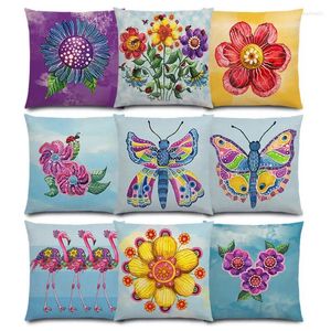 Pillow Childhood Watercolor Butterfly Flowers Colourful Dream Fantasy Inflorescence Flamingo Good Cover Sofa Case