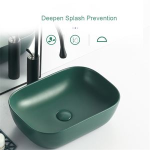 455*325*135mm خضراء داكنة خضراء خضراء خزفية واشباسين شرفة Washbasin المطبخ كونترتوب الحوض الحمام بالوعة الحمام