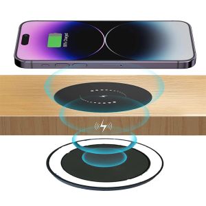 Laddare Invisible Wireless Charger 30mm Under Table Charger Furniture Desk Wireless Charging Station för Samsung iPhone 14/13/12/11/x/8