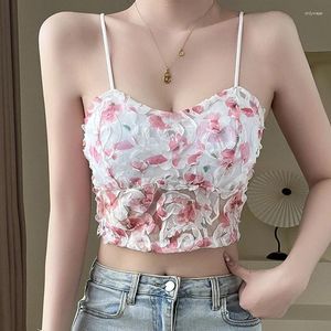 Women's Tanks Lace Floral Printed Camisole Woman Summer Sweet Spaghetti Strap Tank Top Female Bra Corset Women Vest