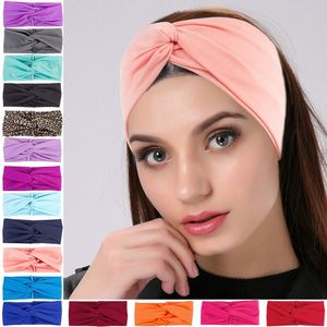 Kadınlar İçin Kafa Bandları Twist Leopar Saç Bantları Elastik Türban Headwrap Makyaj Spor Yoga Head Band Girls Saç Aksesuarları