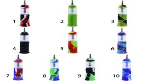 Силиконовая курящая труба восьмиугольника с 2 мл контейнера для банки с 2 мл и 10 -миллиметровым титановым ноглем для воскового комплекта Smoke Accessories2697521