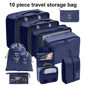 Depolama Çantaları 10 PCS/SET Uygun Seyahat Pürüzsüz Fermuar Kozmetik Hafif Suya Dayanıklı Bagaj Paketleme Organizatörleri