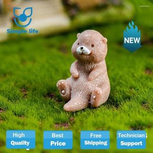 Decorative Figurines Cute Little Otter Figurine Cake Toppers Dollhouse Bonsai Ornament Animal Model Water Dog Crafts For Home Kawaii Decor