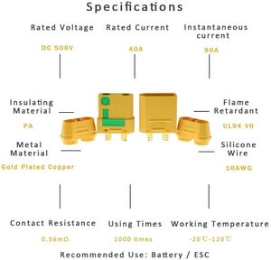 10 coppie AMASS XT90S XT90-S XT90 Connector Anti-Spark Male Female Connector per batteria, ESC e Capo di caricabatterie