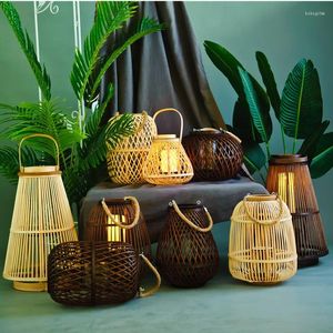 Świece Nordic Handwork Holder Mobile Bamboo Farmhouse Stand Halloween Decoracion Para El Hogar Home Centerpiece