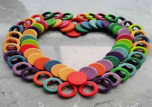 Children039S TROY Toys Beech Rainbow Coins and Rings stapelbara Montessori Toys Lose Parts of Nature Creative Toys 12 CO2314241