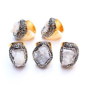 Oregelbunden natursten justerbar agatläkande kristallring för kvinnor boho finger smycken 1 st
