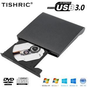 TISHRIC TISHRIC NEW六角形DVD RW CD Writer Reader外部光学ドライブUSB 3.0ポータブルのみディスクCD外部PCデスクトップ